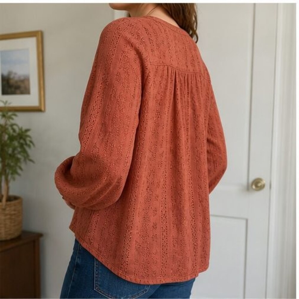 Rust Wrap Blouse - Picture 3 of 6
